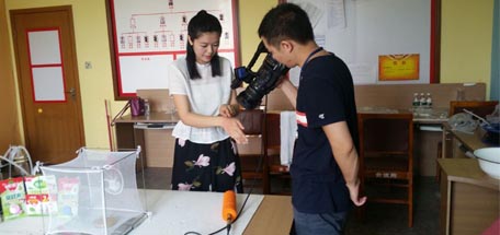 四川电视四台《新闻资讯频道》节目组来成都乐竞平台_乐竞（中国）集团做驱蚊草与驱蚊产品对比实验